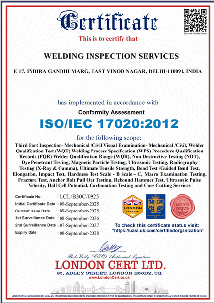 ISO 17020 Certificate